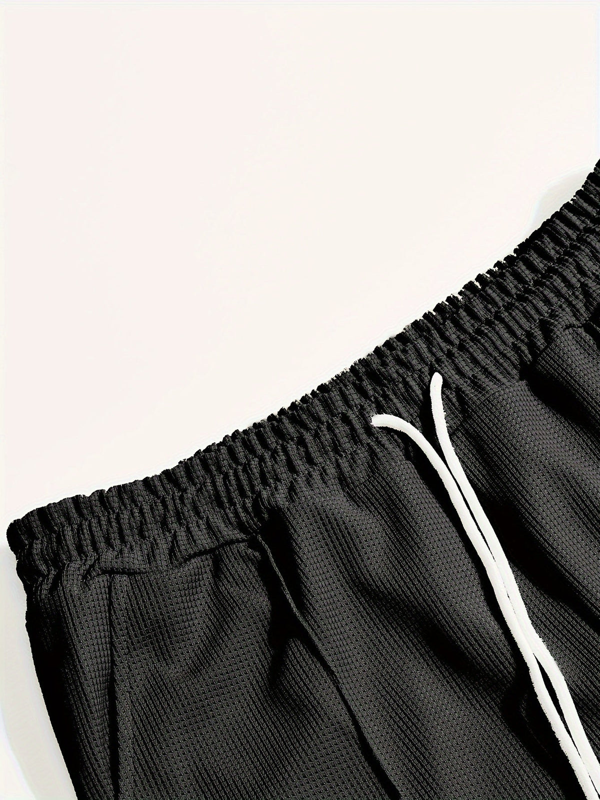 Kessoro Men's Waffle-Knit Two-Piece Outfit Set in white and black, image 19 of 21.