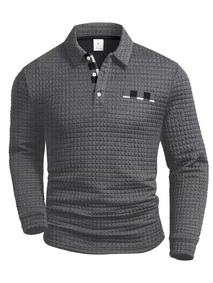 Kessoro men's plaid pattern button-up shirt in black, sky blue, grey, white and red