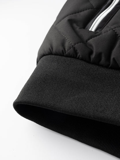 Kessoro unisex quilted bomber jacket in black with a full-length zip
