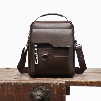 Kessoro unisex slim flap buckle crossbody bag in light brown, dark brown and black