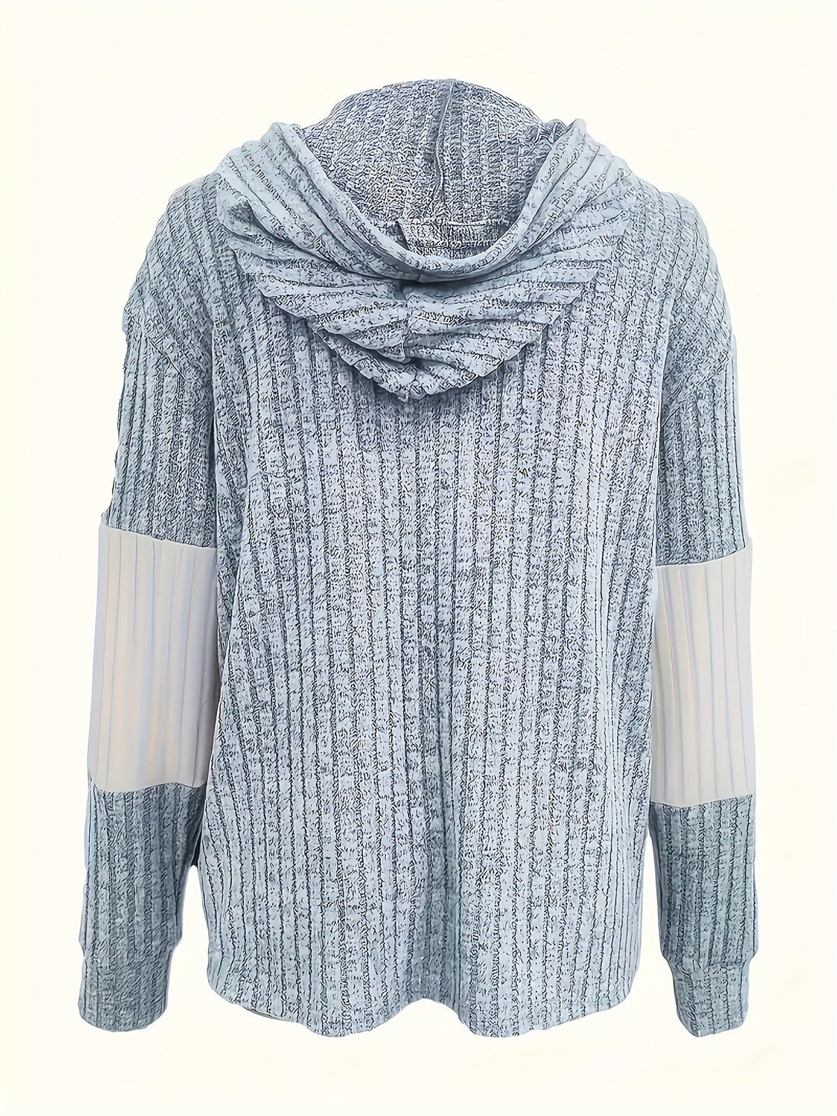Kessoro women's textured colour-block hooded jacket in sky blue, green and black - product view 3
