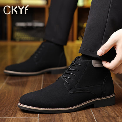 Kessoro men's lace-up cushioned ankle boots in black or light brown leather