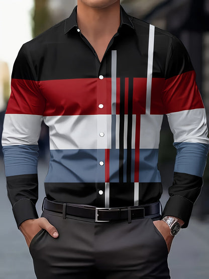 Kessoro men's colour-block long-sleeve shirt in brown, dark grey or black, view 13 of 17