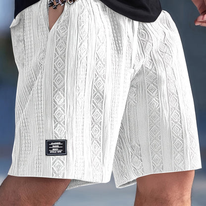 Kessoro men's textured drawstring waist casual shorts in brown, white, black, grey and blue