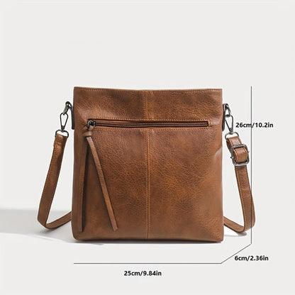 Kessoro women's casual zipper vegan leather sling bag in brown