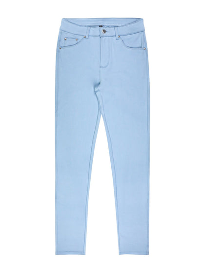 Kessoro women's high-waisted stretch skinny jeans shown in a range of denim and solid colourways