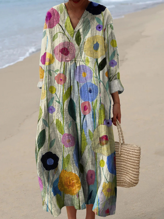Kessoro women's casual floral flowing long dress in multicolor