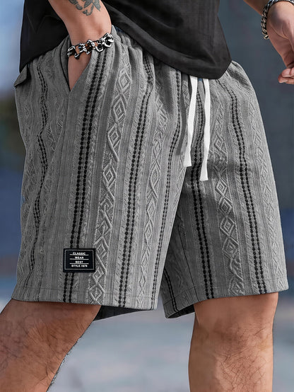 Kessoro men's textured drawstring waist casual shorts in brown, white, black, grey and blue