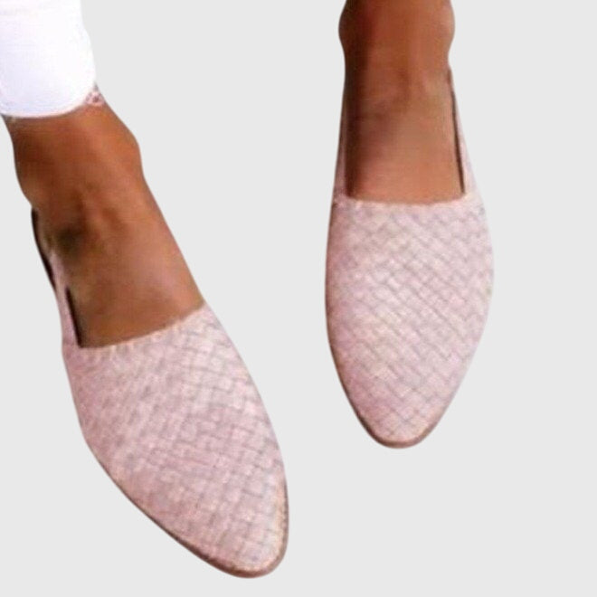 Women's woven pointed-toe slip-on flats in light brown, red, white, black, blue and green — Kessoro, image 5 of 8