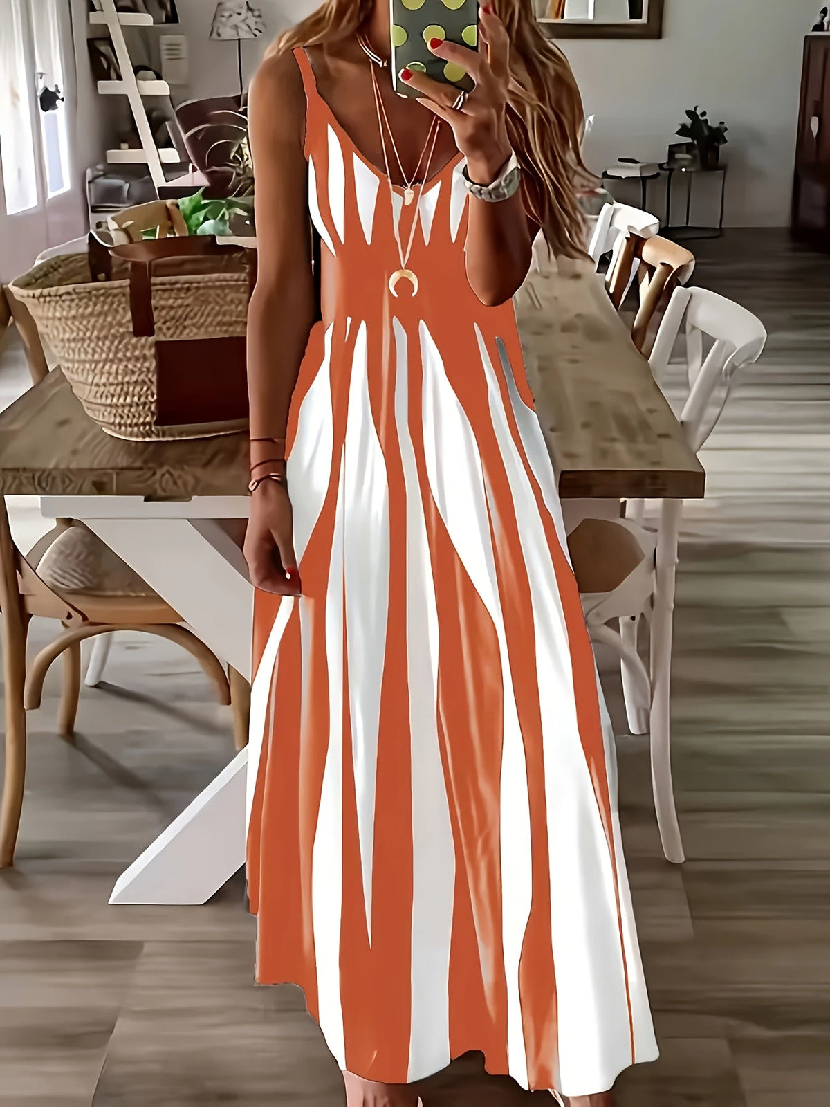 Kessoro women's flowing V-neck adjustable-strap maxi dress in black, green, rose red and blue
