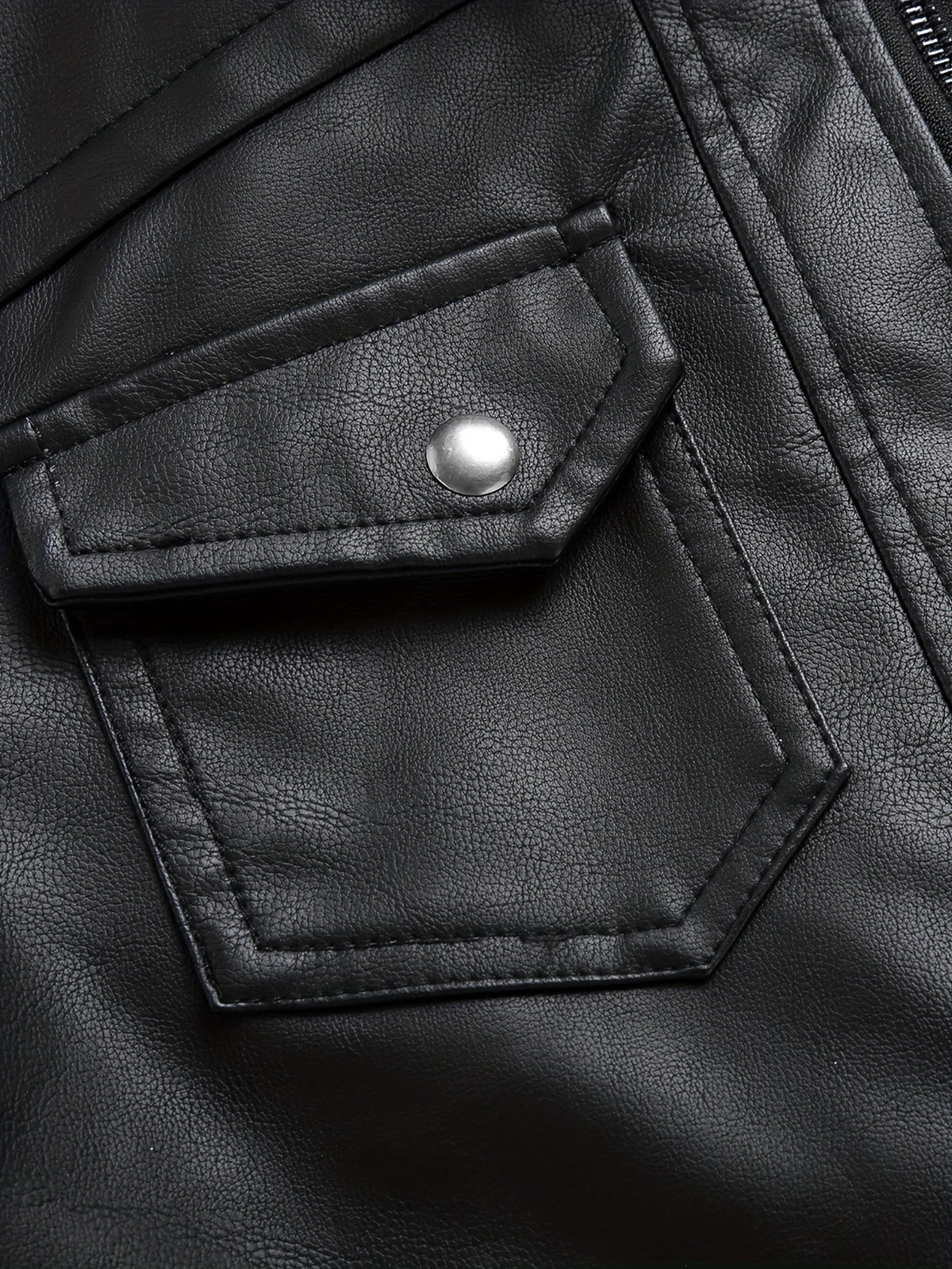 Kessoro men's hooded moto biker jacket in black, dark grey or coffee brown, view 9 of 30