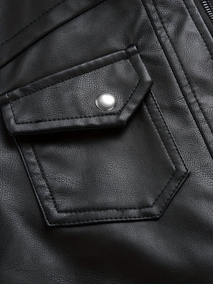 Kessoro men's hooded moto biker jacket in black, dark grey or coffee brown, view 9 of 30