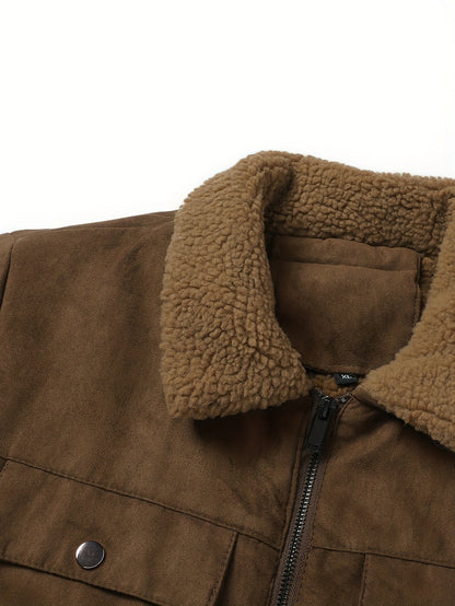 Kessoro men's fleece-lined multi-pocket winter jacket in coffee brown - product view 5