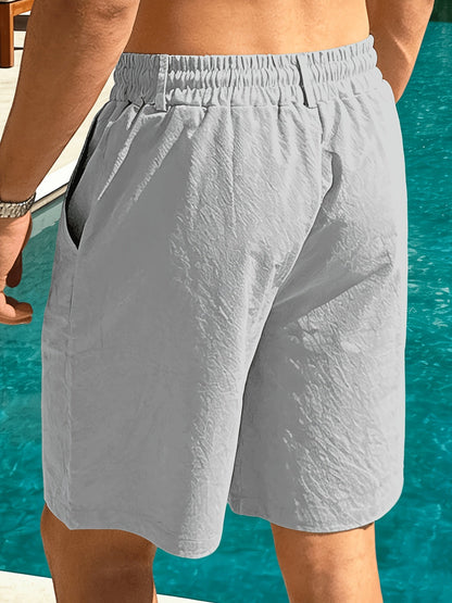 Kessoro men's relaxed-fit drawstring casual shorts in beige, royal blue, white, black and green
