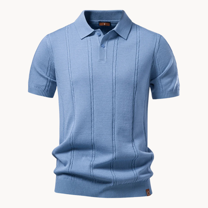 Kessoro men's linear rib viscose blend collar shirt in beige, blue and black, for men
