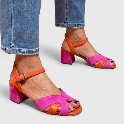 Kessoro women's multicolor orthopedic ankle strap heels in pink, for women