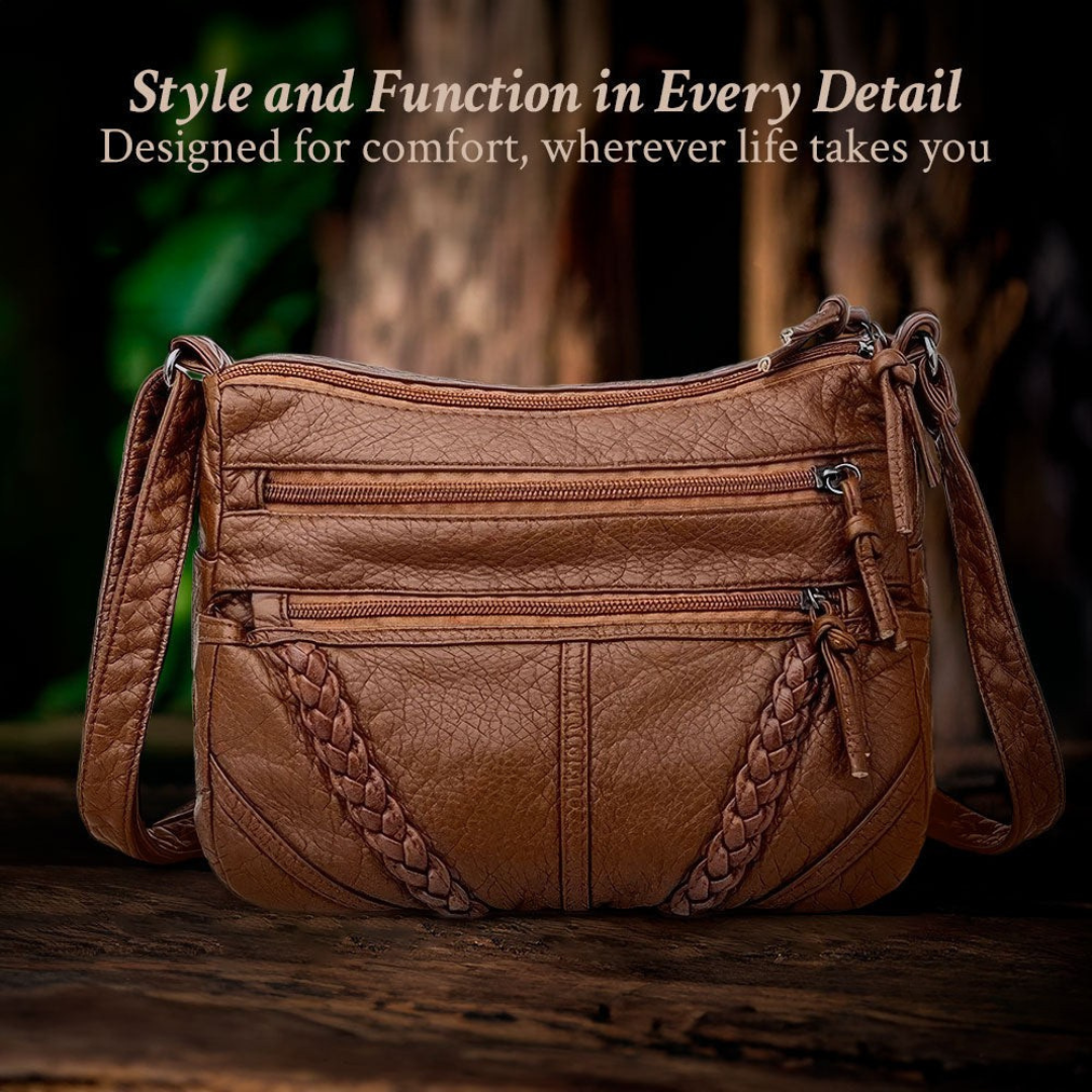 Kessoro women's retro micro-suede lined shoulder bag in brown and black