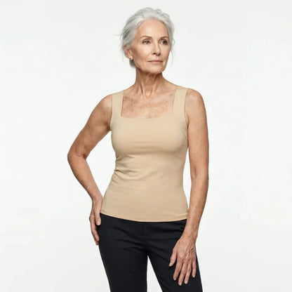 Kessoro women's built-in bra ribbed tank top in black, beige, coffee, green and burgundy