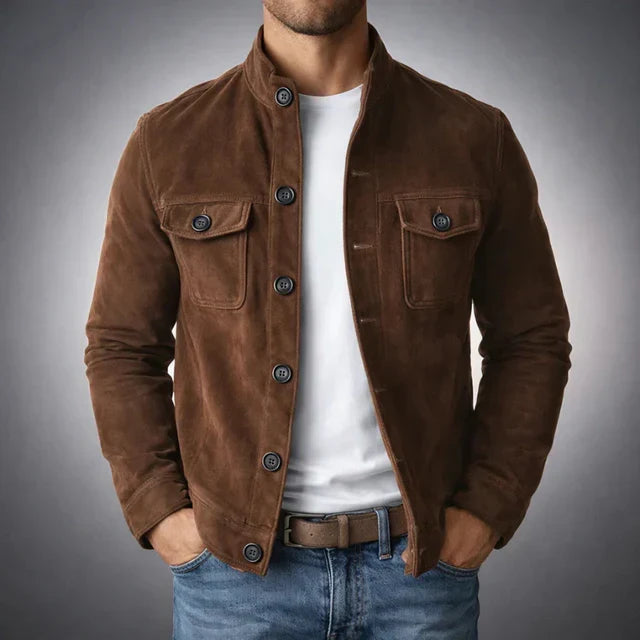 Kessoro men's suede multi-pocket field jacket in green, brown and black