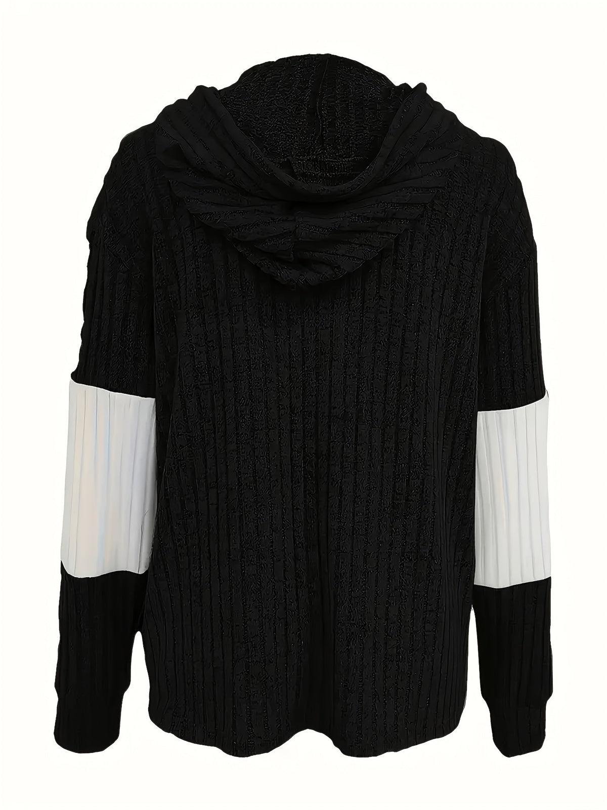 Kessoro women's textured colour-block hooded jacket in sky blue, green and black - product view 15