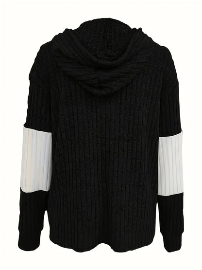 Kessoro women's textured colour-block hooded jacket in sky blue, green and black - product view 15