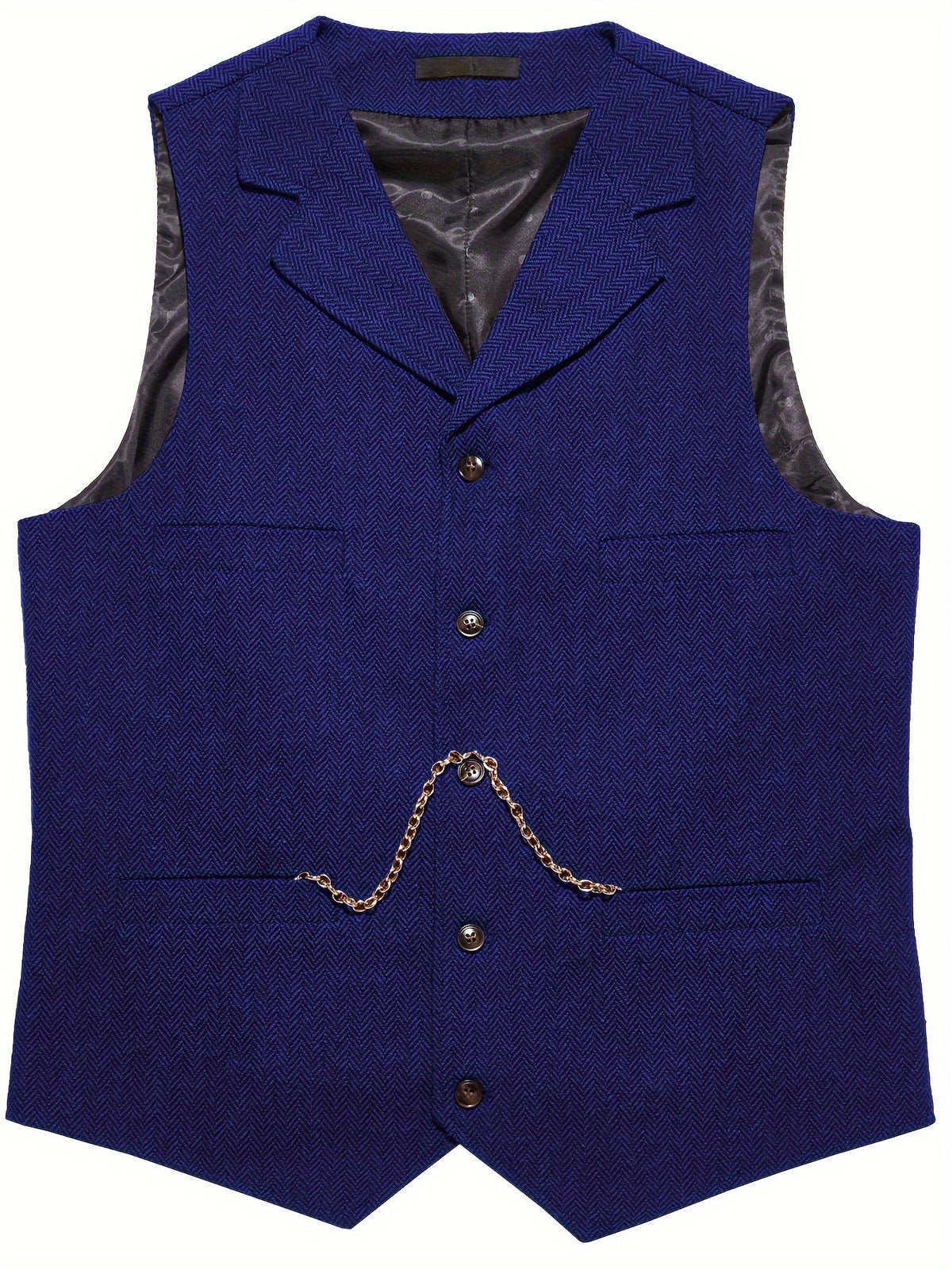 Kessoro Men's Refined Herringbone Tailored Waistcoat in black, coffee brown, royal blue, green and light brown - men's apparel, view 18 of 35
