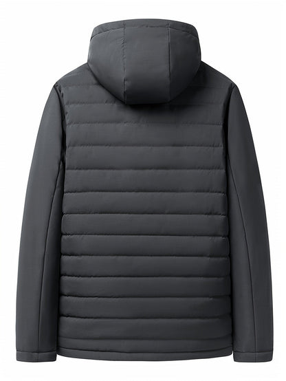 Kessoro men's hooded insulated quilted coat in black and grey - product view 12