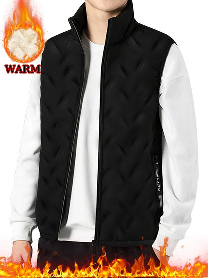 Kessoro Men's Fleece-Lined Stand Collar Vest in black - men's apparel, view 8 of 9