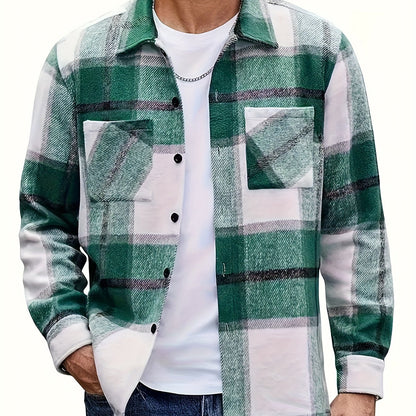 Kessoro men's rugged heavyweight check overshirt in warm autumnal check colourways