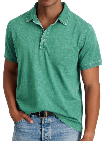 Men's heritage collar short sleeve polo shirt in a ten-colour range, shown for menswear styling