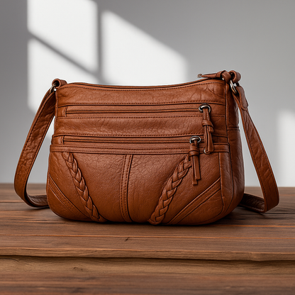 Kessoro women's retro micro-suede lined shoulder bag in brown and black