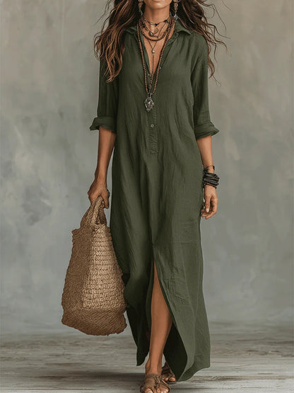 Women's flattering silhouette maxi dress in black, white and green