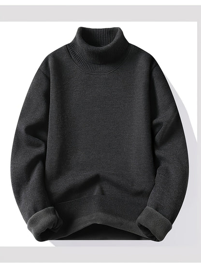 Kessoro men's cozy ribbed roll-neck sweater with a lined interior in muted winter colourways