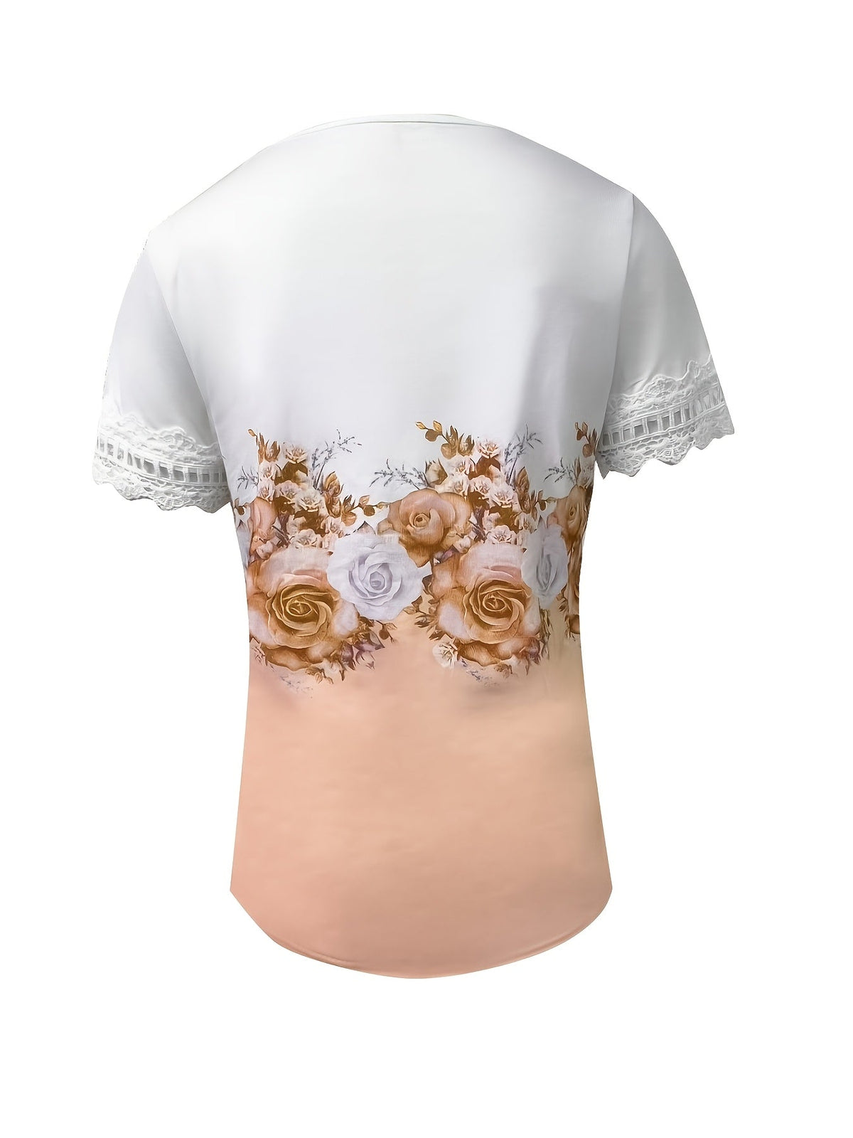 Kessoro women's lace-trimmed floral print top in light green, purple, tan and pink – view 10