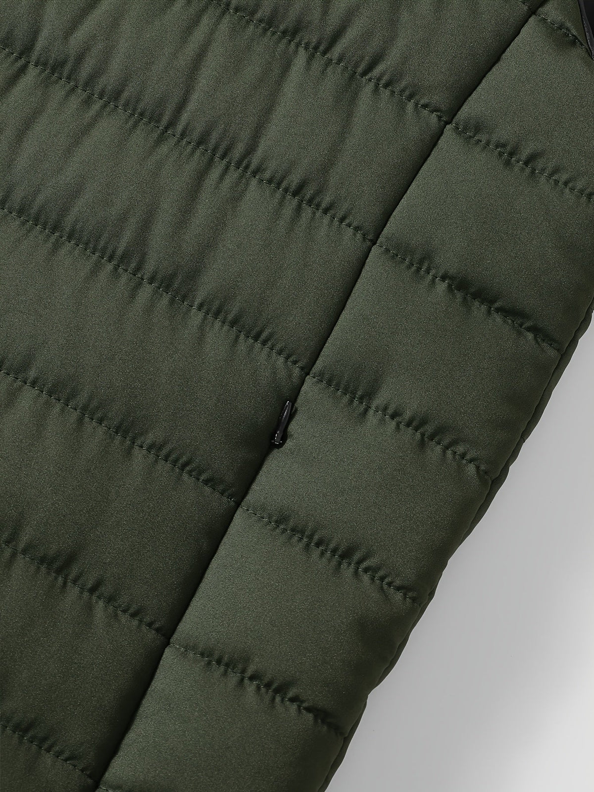 Kessoro Men's Quilted Stand-Collar Puffer Vest in military green and royal blue - men's apparel, view 9 of 19