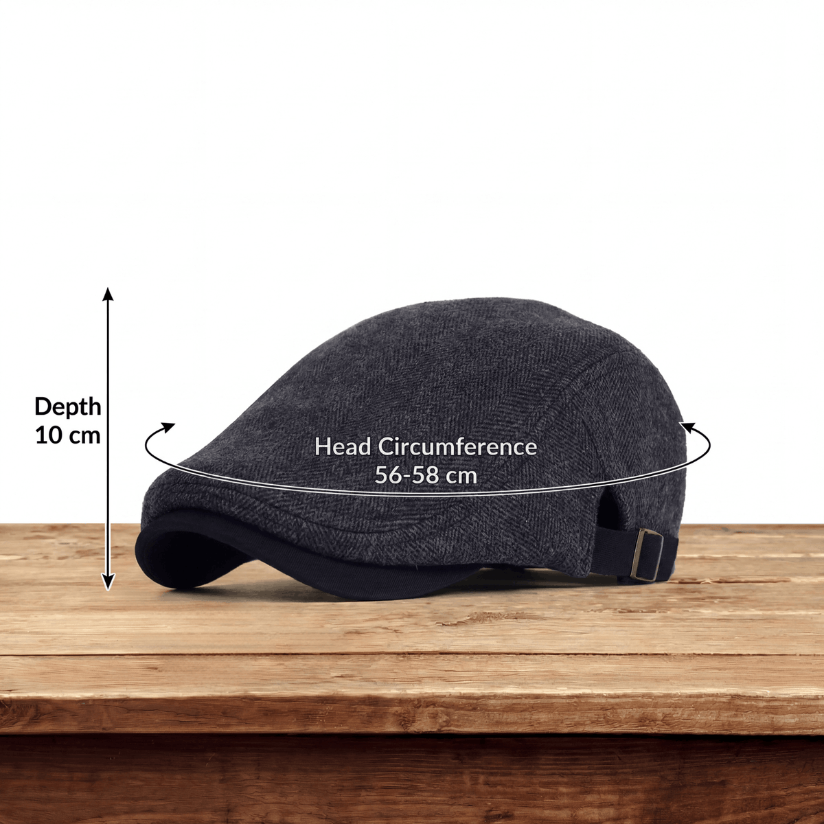 Kessoro unisex wool herringbone flat cap in charcoal, slate gray, taupe and ash gray
