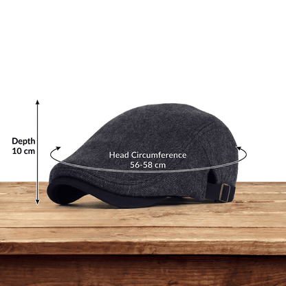 Kessoro unisex wool herringbone flat cap in charcoal, slate gray, taupe and ash gray
