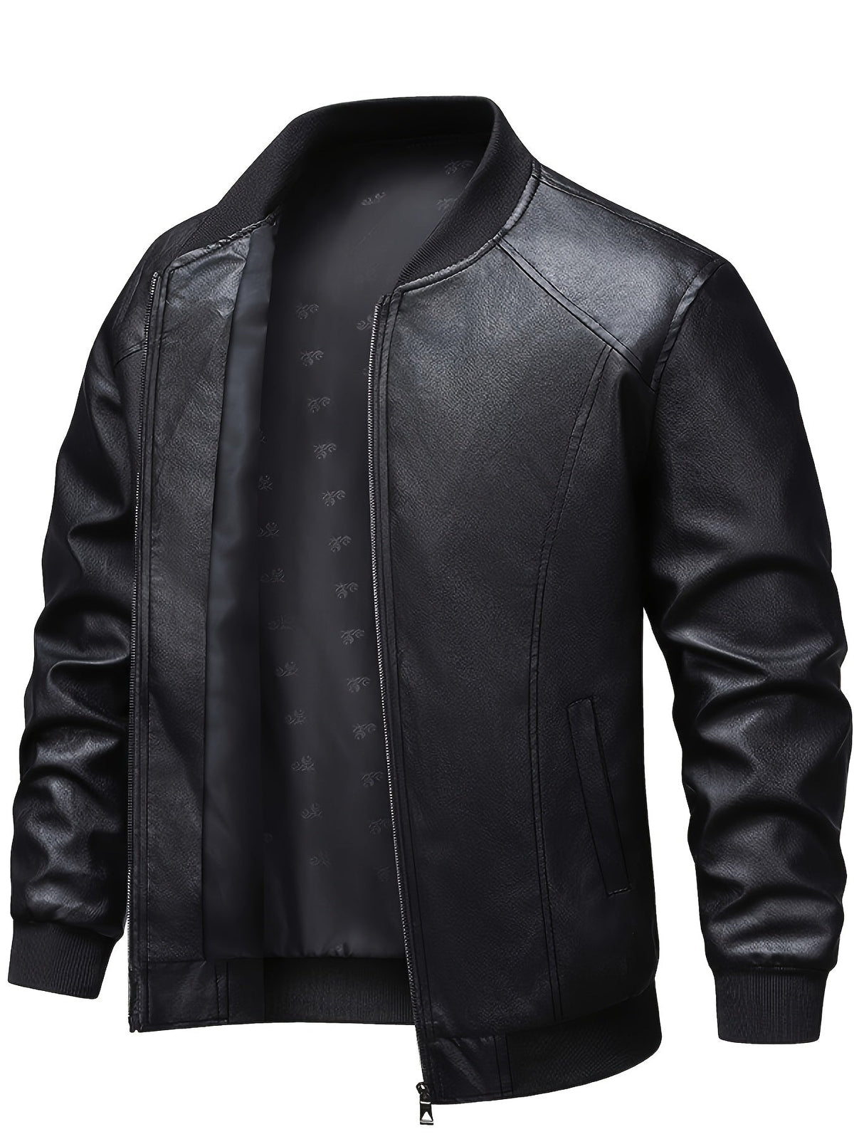 Kessoro men's slim-fit zip-up bomber jacket in black - product view 3