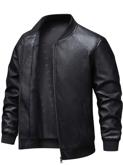 Kessoro men's slim-fit zip-up bomber jacket in black - product view 3