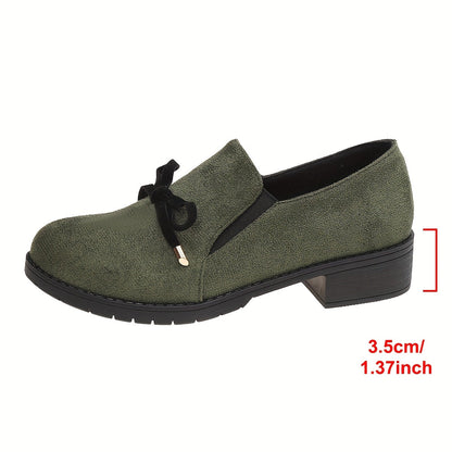 Women's bow-detail low-heel slip-on loafers in a green and black colour family (view 3)