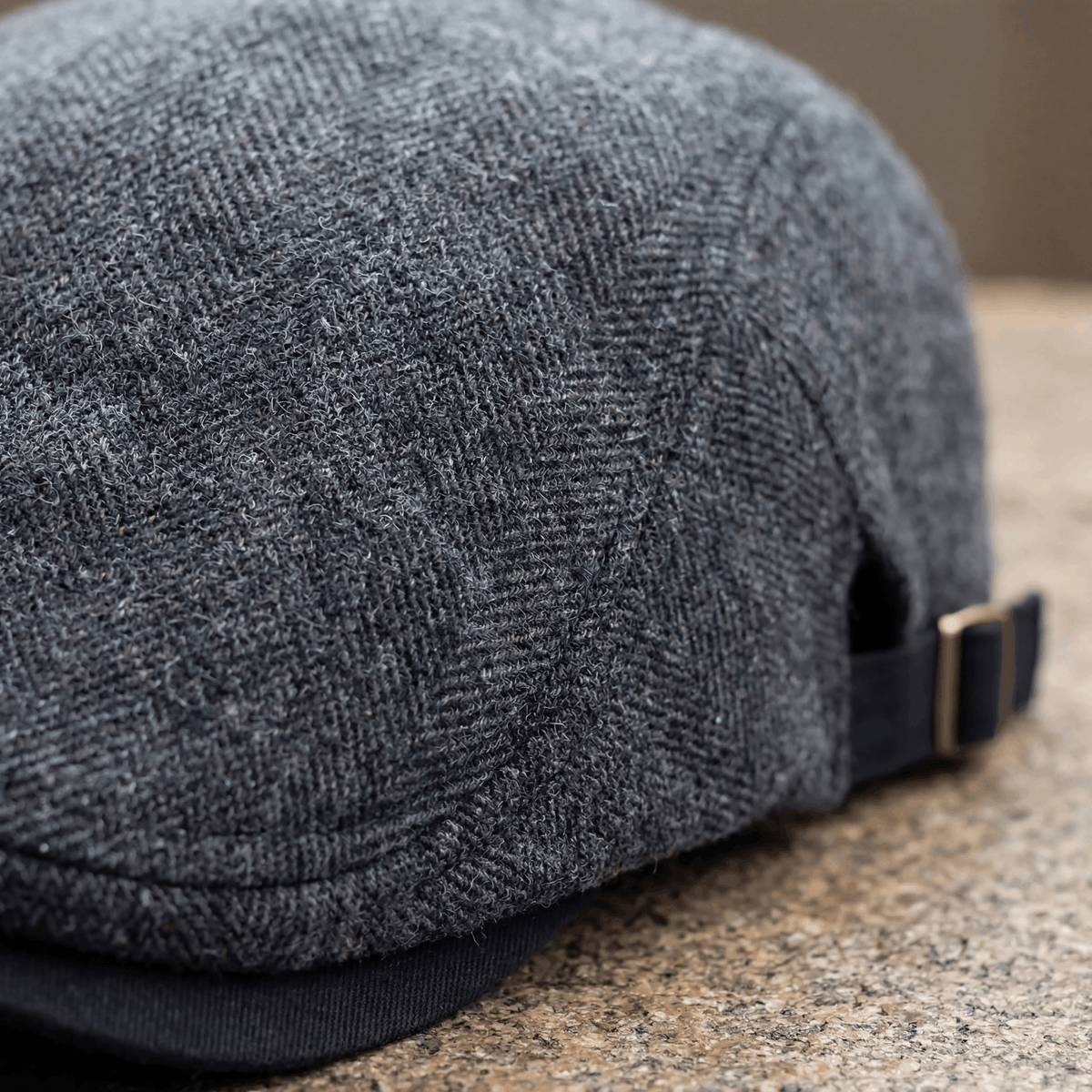 Kessoro unisex wool herringbone flat cap in charcoal, slate gray, taupe and ash gray