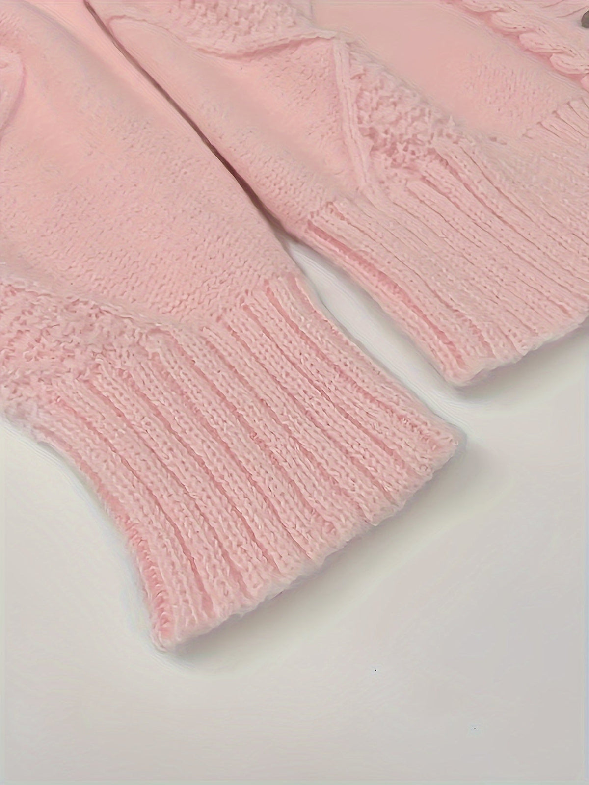 Kessoro women's cozy cable-knit button-front cardigan in pink and apricot