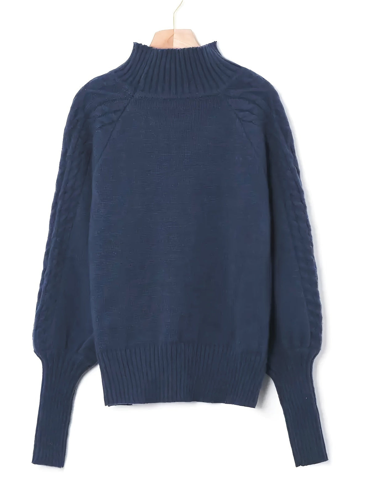 Kessoro women's textured cable-knit half-collar sweater in navy, black, dark grey, khaki and green