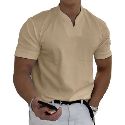 Men's refined collar short sleeve polo shirt in a ten-colour range, shown for menswear styling