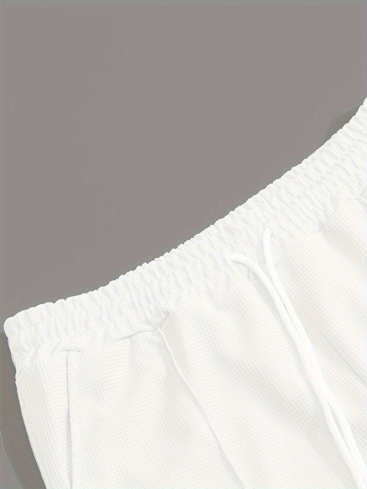 Kessoro Men's Waffle-Knit Two-Piece Outfit Set in white and black, image 6 of 21.