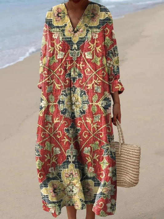 Kessoro women's delicate vintage floral flowy dress in multicolor