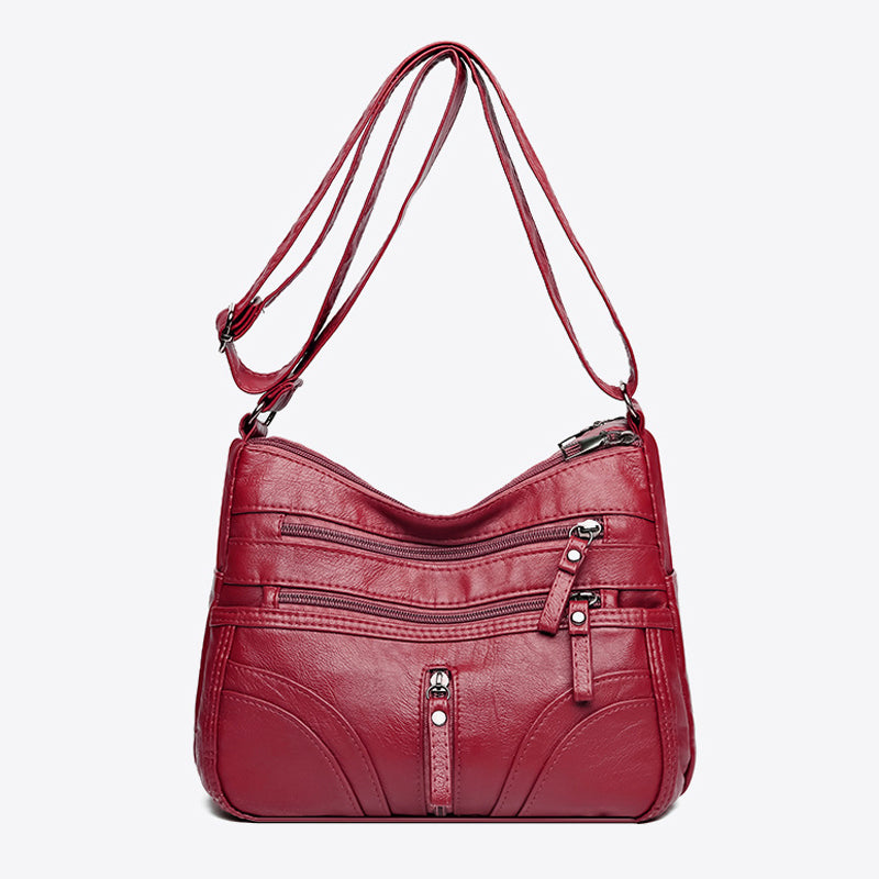 Kessoro women's vintage relaxed slouch shoulder bag in red, brown, black, gray, purple and blue