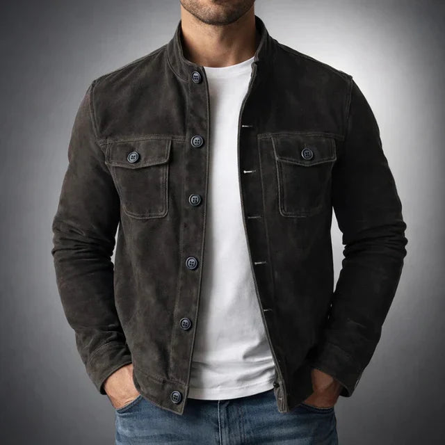 Kessoro men's suede multi-pocket field jacket in green, brown and black