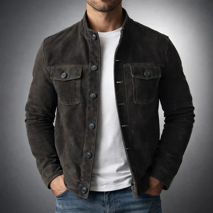 Kessoro men's suede multi-pocket field jacket in green, brown and black