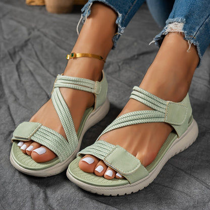 Women's adjustable strap cushioned comfort sandals in black, navy, grey, khaki, green and pink, view 5